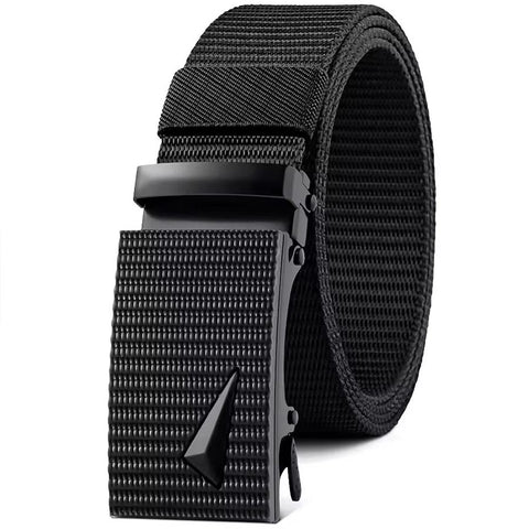 Mens 46" Black Fabric Track Belt With Metal Buckle