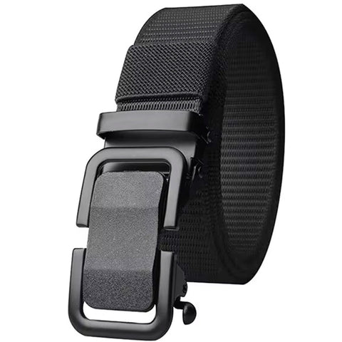 Mens 46" Black Fabric Track Belt With Tactical Buckle