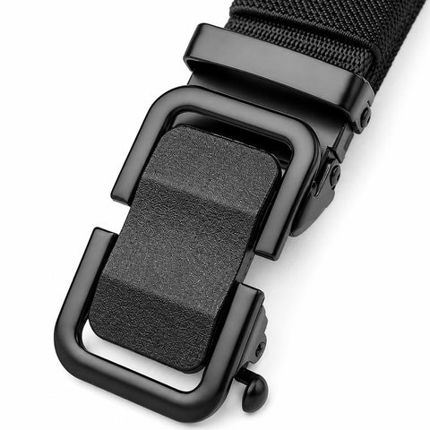 Mens 56" Black Fabric Track Belt with Tactical Buckle