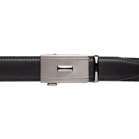 Mens Lucci 62" Black Leather Track Belt #31