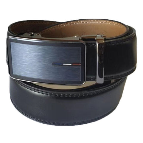 Mens Lucci 62" Black Leather Track Belt #39