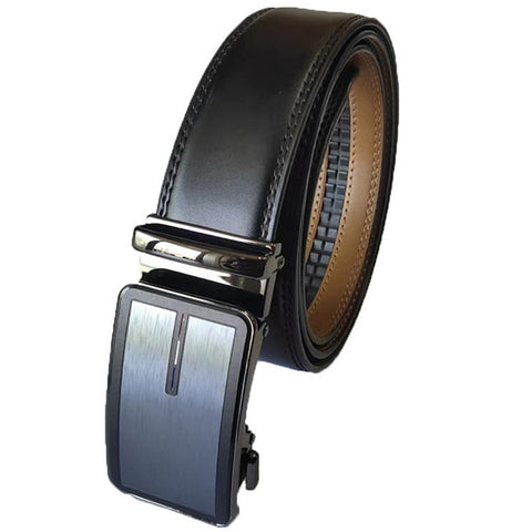 Mens Lucci 62" Black Leather Track Belt #39