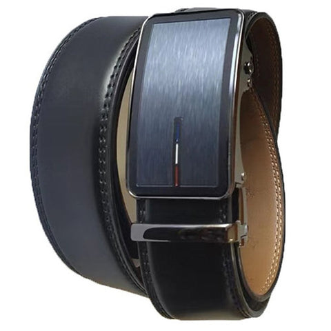 Mens Lucci 62" Black Leather Track Belt #39