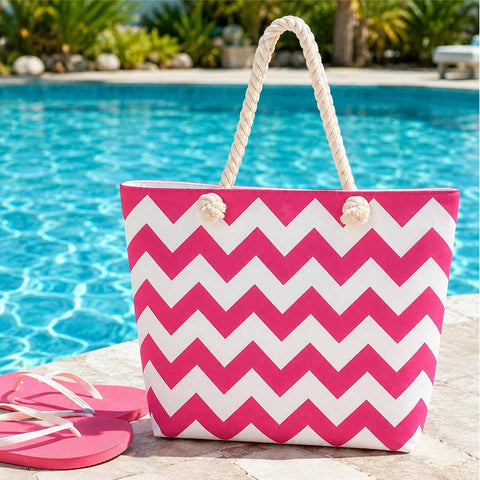 Swim Bag Hot Pink Zig Zag Striped