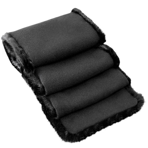 Mens Mink Fur Scarf 7" W/Black Cashmere Lining