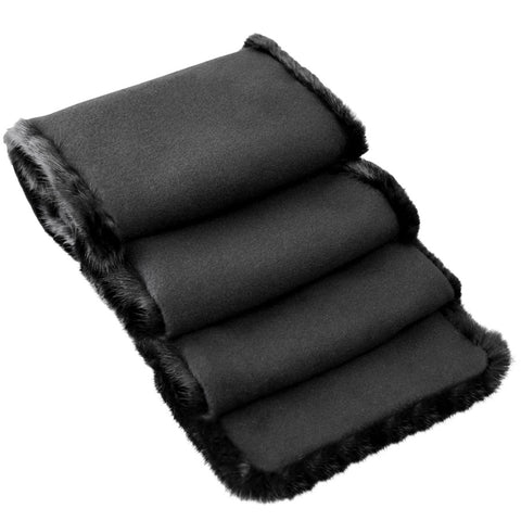 Mens Mink Fur Scarf 7" W/Black Cashmere Lining