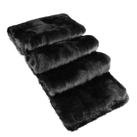 Mens Mink Fur Scarf 7" W/Black Cashmere Lining
