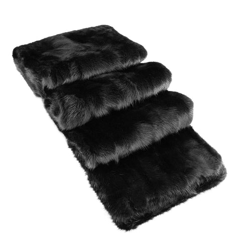 Mens Mink Fur Scarf 7" W/Black Cashmere Lining