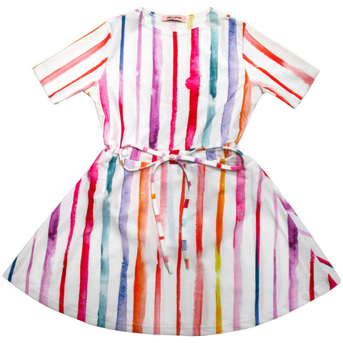 Girls Child Play Vertical Rainbow Swim Dress