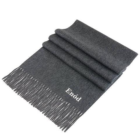 Mens Enod Dark Charcoal Cashmere Scarf