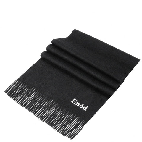 Mens Enod Black Cashmere Scarf