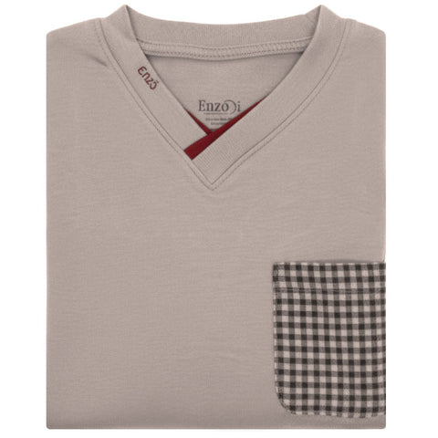 Mens Enzo Knit Pajamas Grey Checked