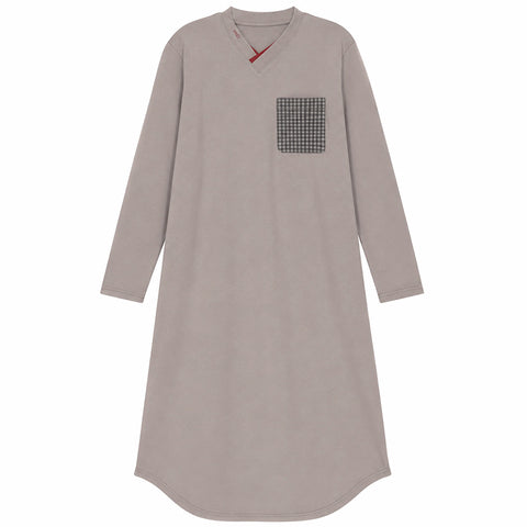 Mens Enzo Knit Night Shirt Grey Checked