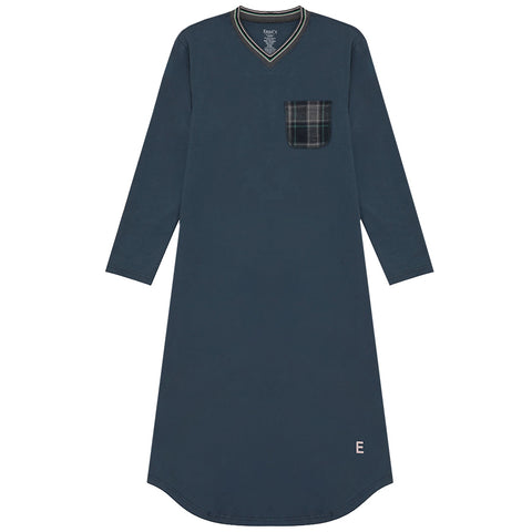Boys Enzo Knit Night Shirt Navy Plaid