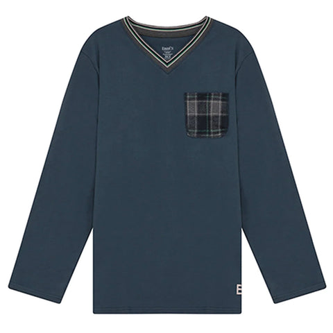 Mens Enzo Knit Pajamas Navy Plaid