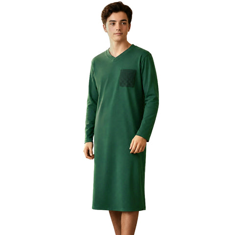 Boys Enzo Knit Night Shirt Green Checked