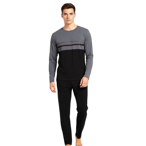 Mens Enzo Knit Pajamas Black / Grey