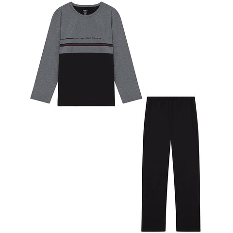 Boys Enzo Knit Pajamas Black / Grey