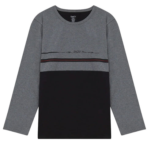 Mens Enzo Knit Pajamas Black / Grey