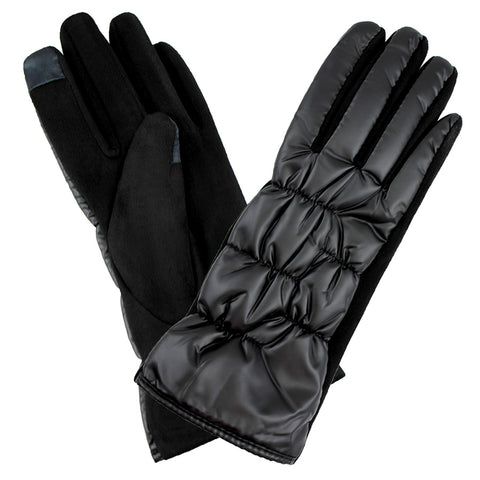 Winter Gloves Quilted Gloves Womens Quilted Faux-leather Gloves