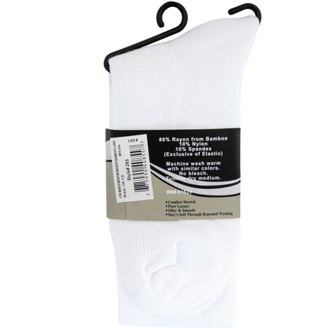 Mens Florence Bamboo Medium Weight Long White Socks