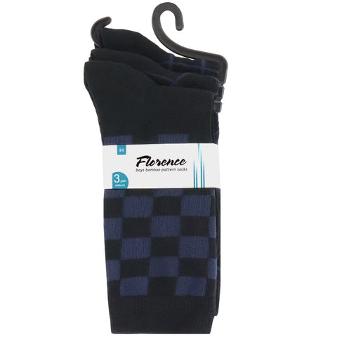 Boys Florence Bamboo Patterned Socks - 3 Pk.