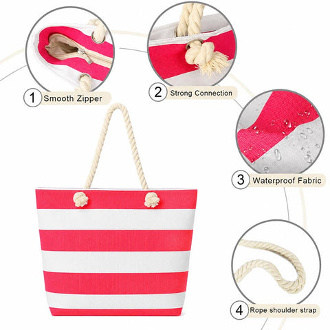 Swim Bag Hot Pink Striped