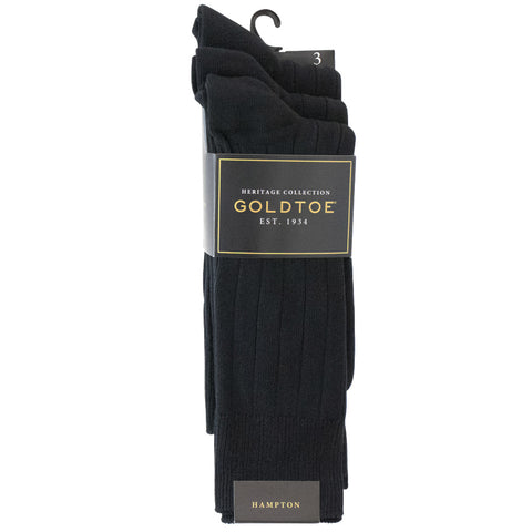 Mens Gold Toe Hampton Black Socks - 3 Pk.