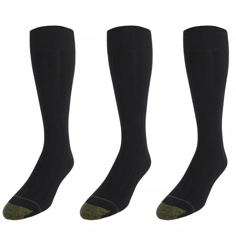 Mens Gold Toe Hampton Black Socks - 3 Pk.