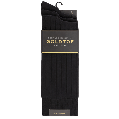 Mens Gold Toe Hampton Wide Ribbed Black Socks - 3 Pk. Drive Goods.com Mens Gold Toe Hampton Wide Ribbed Black Socks - 3 Pk. Drive Goods.com