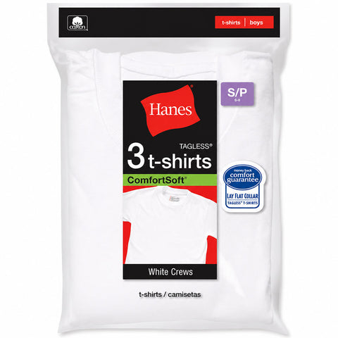 Boys Hanes Crew Neck Undershirts - 3 Pk.