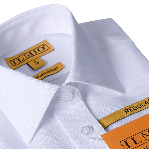 Boys Chassidish Ilmio Gold Label White on White Shirt #F9- Double Button