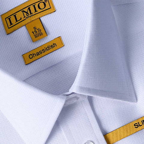 Mens Chassidish Ilmio Gold Label White on White Slim Shirt #F9