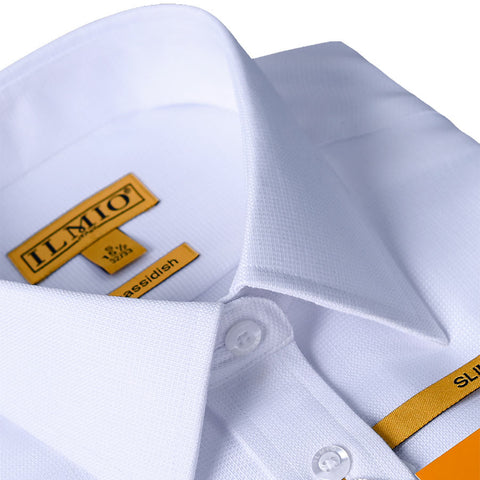 Mens Chassidish Ilmio Gold Label White on White Slim Shirt #F9