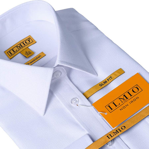 Mens Chassidish Ilmio Gold Label White on White Slim Shirt #F9