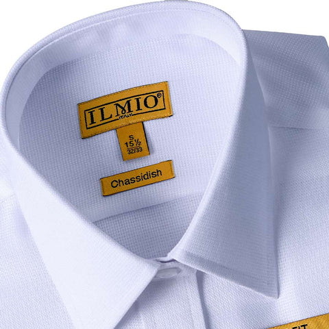 Mens Chassidish Ilmio Gold Label White on White Slim Shirt #F9
