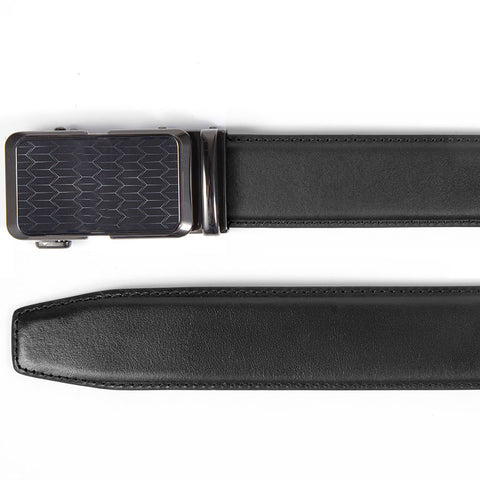 Mens Ilmio 56" Black Leather Track Belt #2224