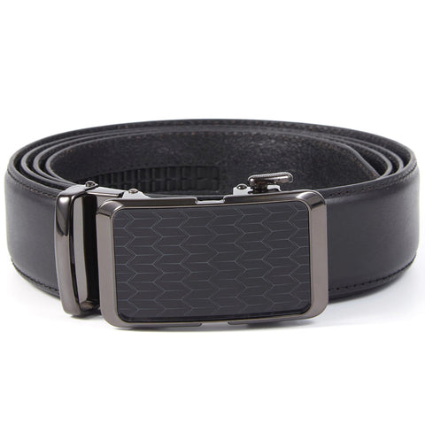 Mens Ilmio 56" Black Leather Track Belt #2224