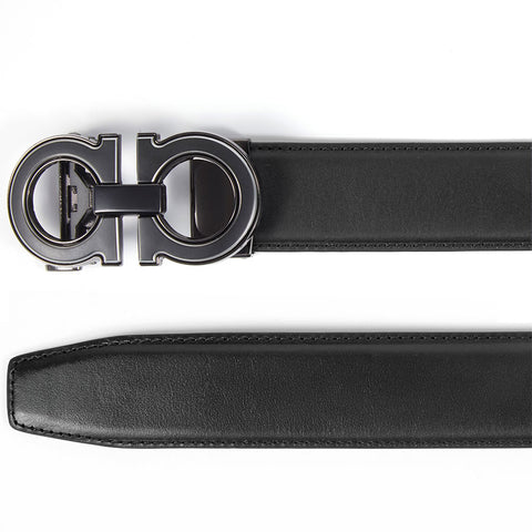 Mens Ilmio 56" Black Leather Track Belt #3796