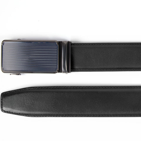Mens Ilmio 56" Black Leather Track Belt #912151