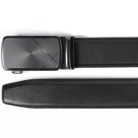 Mens Ilmio 56" Black Leather Track Belt #91953