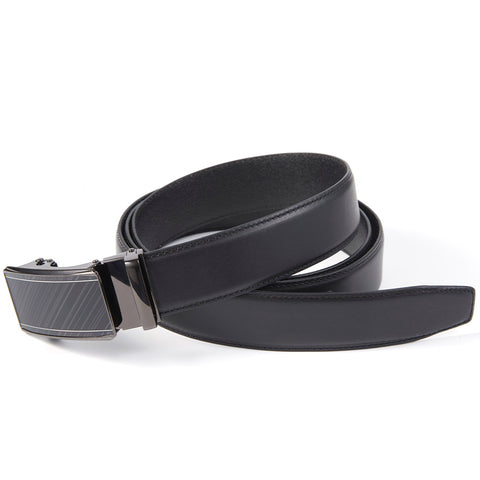 Mens Ilmio 56" Black Leather Track Belt #0006