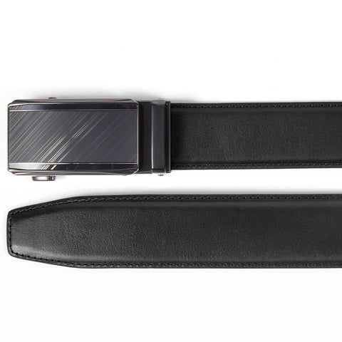 Mens Ilmio 56" Black Leather Track Belt #0006