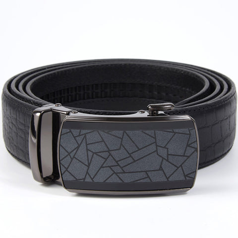 Mens Ilmio 56" Black Leather Track Belt #7004