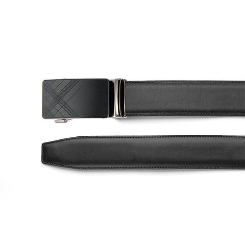 Mens Ilmio 56" Black Leather Track Belt #8