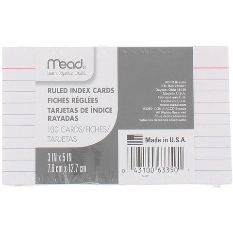 Ruled Index Cards 100 Pk.
