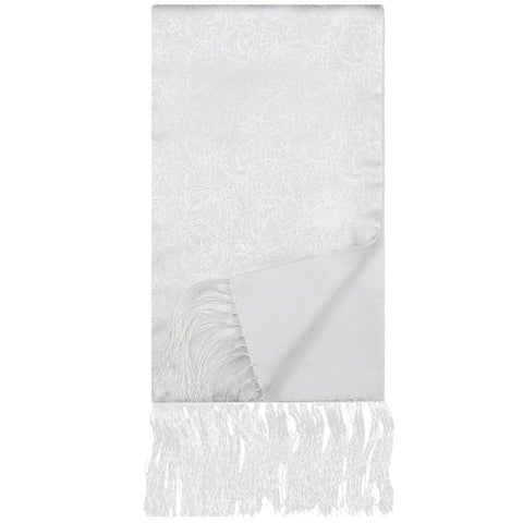 Mens Lucci White Silk Fringe Scarf #2