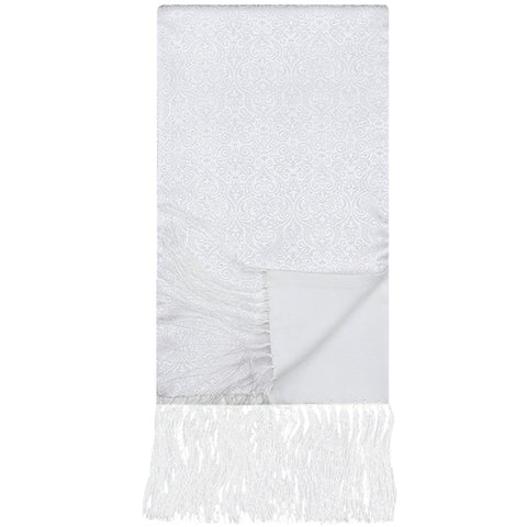 Mens Lucci White Silk Fringe Scarf #4