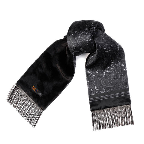 Mens Lucci 100% Silk & Faux Fur Scarf#50