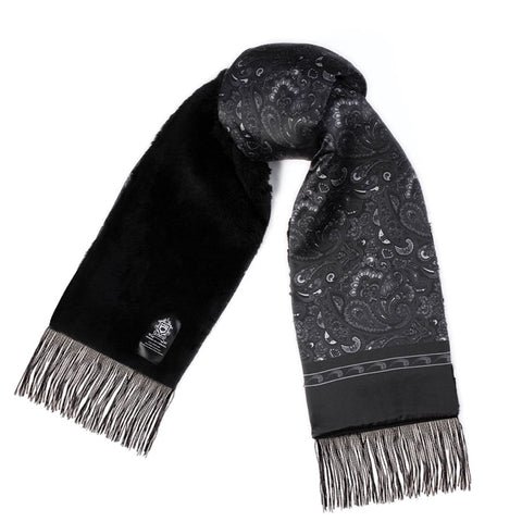 Mens Lucci 100% Silk & Faux Fur Scarf#50